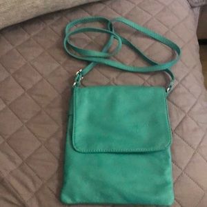 Aqua soft leather crossbody handbag
